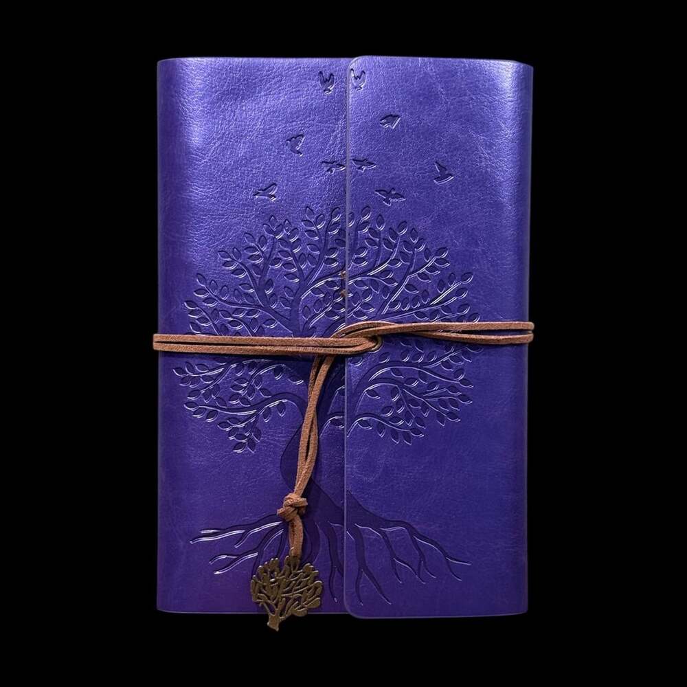 A5 Tree of Life Embossed Deep Purple PU Leather Refillable 6-Ring Binder Journal